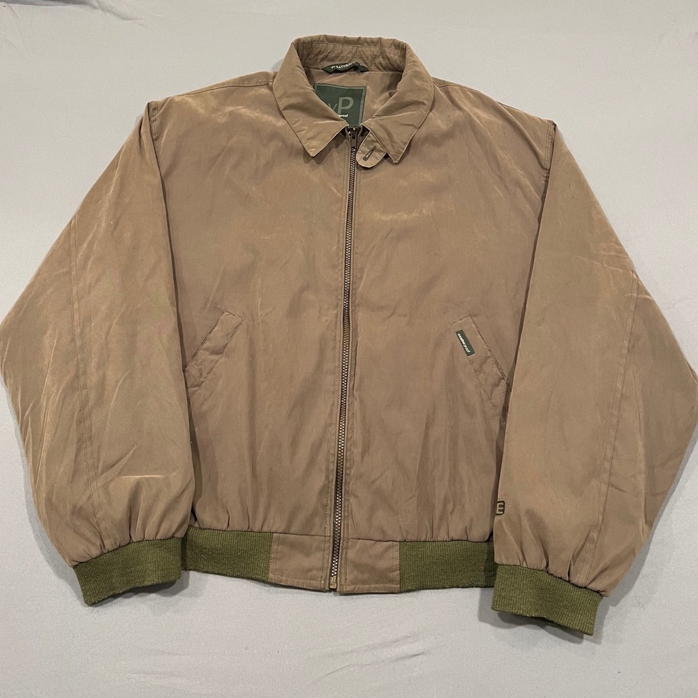 Weatherproof Mens XL Microfiber Harrington Bomber Jacket Tan Brown Full Zip